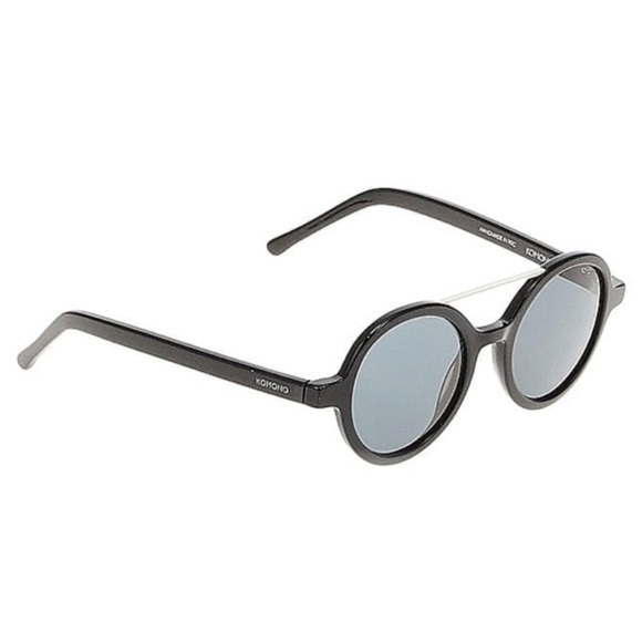 KOMONO Vivien Glossy Black Sunglasses NEW round - Picture 2 of 11